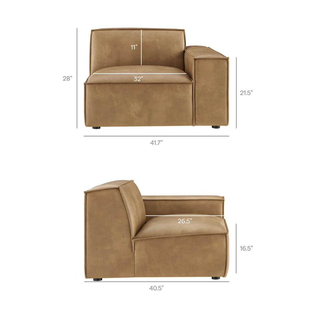Restore 2-Piece Vegan Leather Modular Loveseat by Modway - Espresso / Toast (EEI-7404)