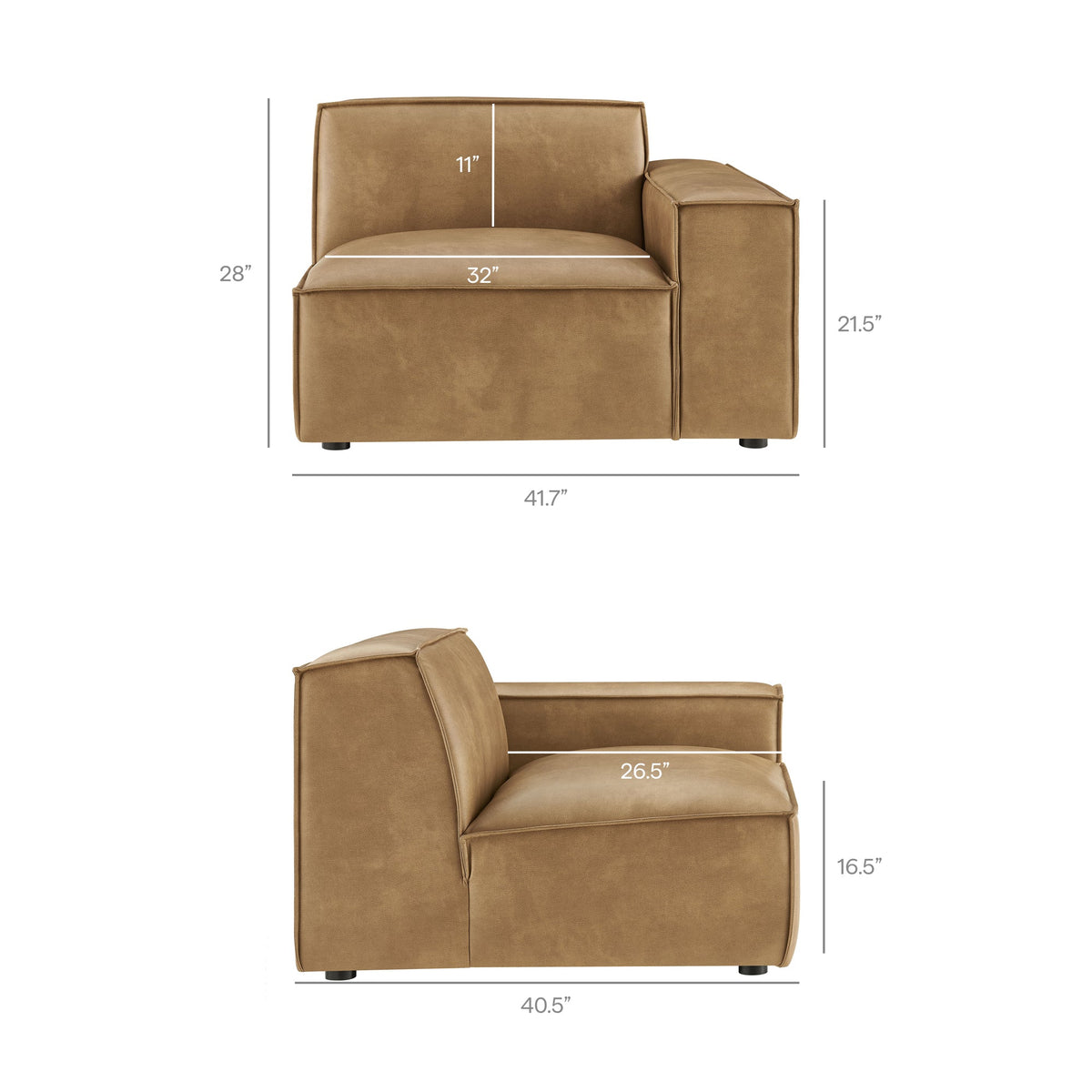 Restore 2-Piece Vegan Leather Modular Loveseat by Modway - Espresso / Toast (EEI-7404)