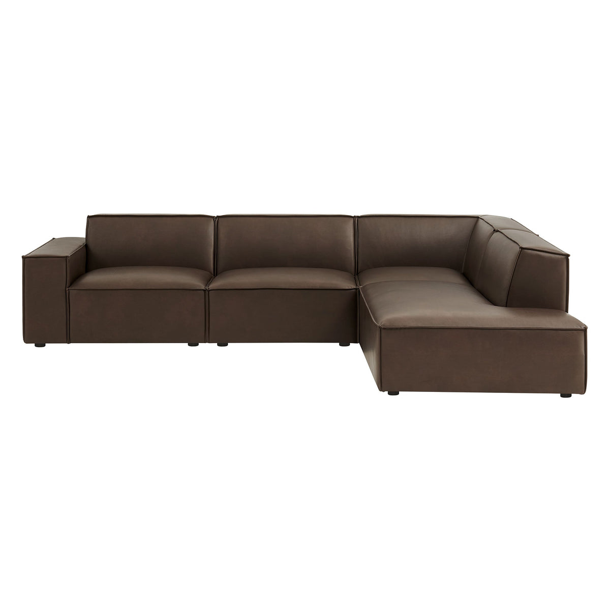 Restore 4-Piece Vegan Leather Modular L-Shaped Sofa by Modway - Espresso / Toast (EEI-7430)