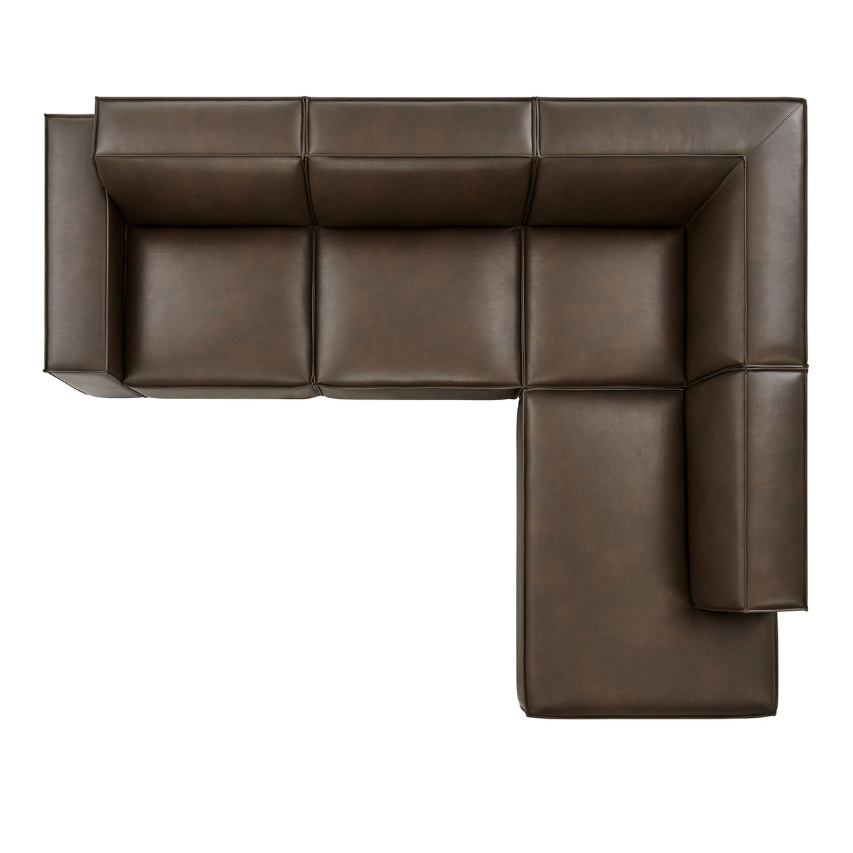 Restore 4-Piece Vegan Leather Modular L-Shaped Sofa by Modway - Espresso / Toast (EEI-7430)
