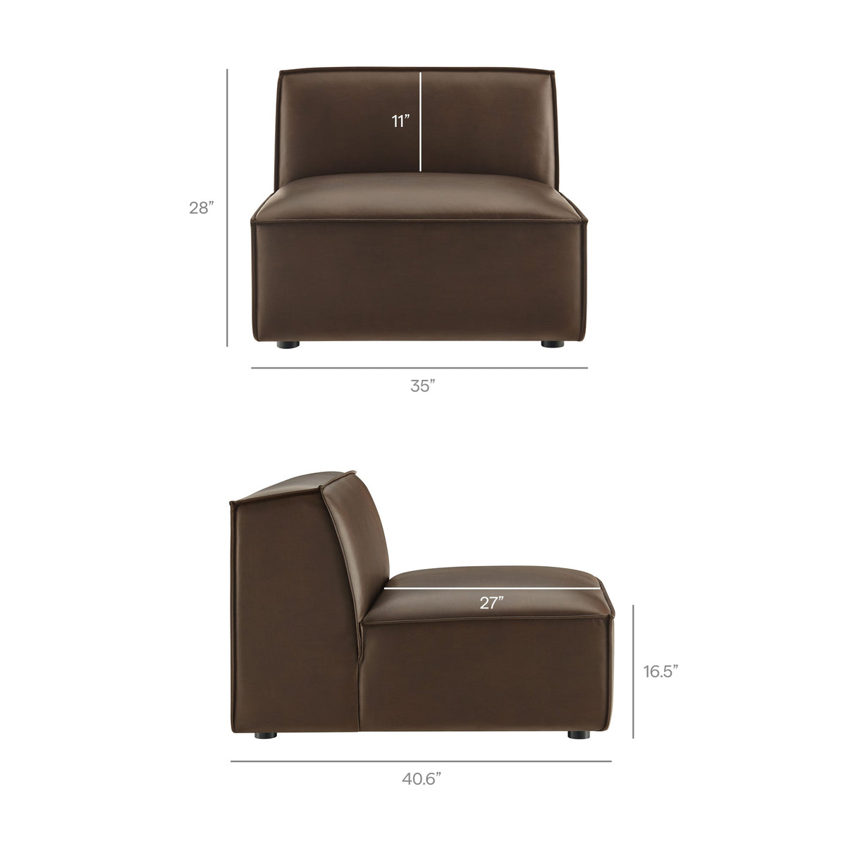 Restore 4-Piece Vegan Leather Modular L-Shaped Sofa by Modway - Espresso / Toast (EEI-7430)