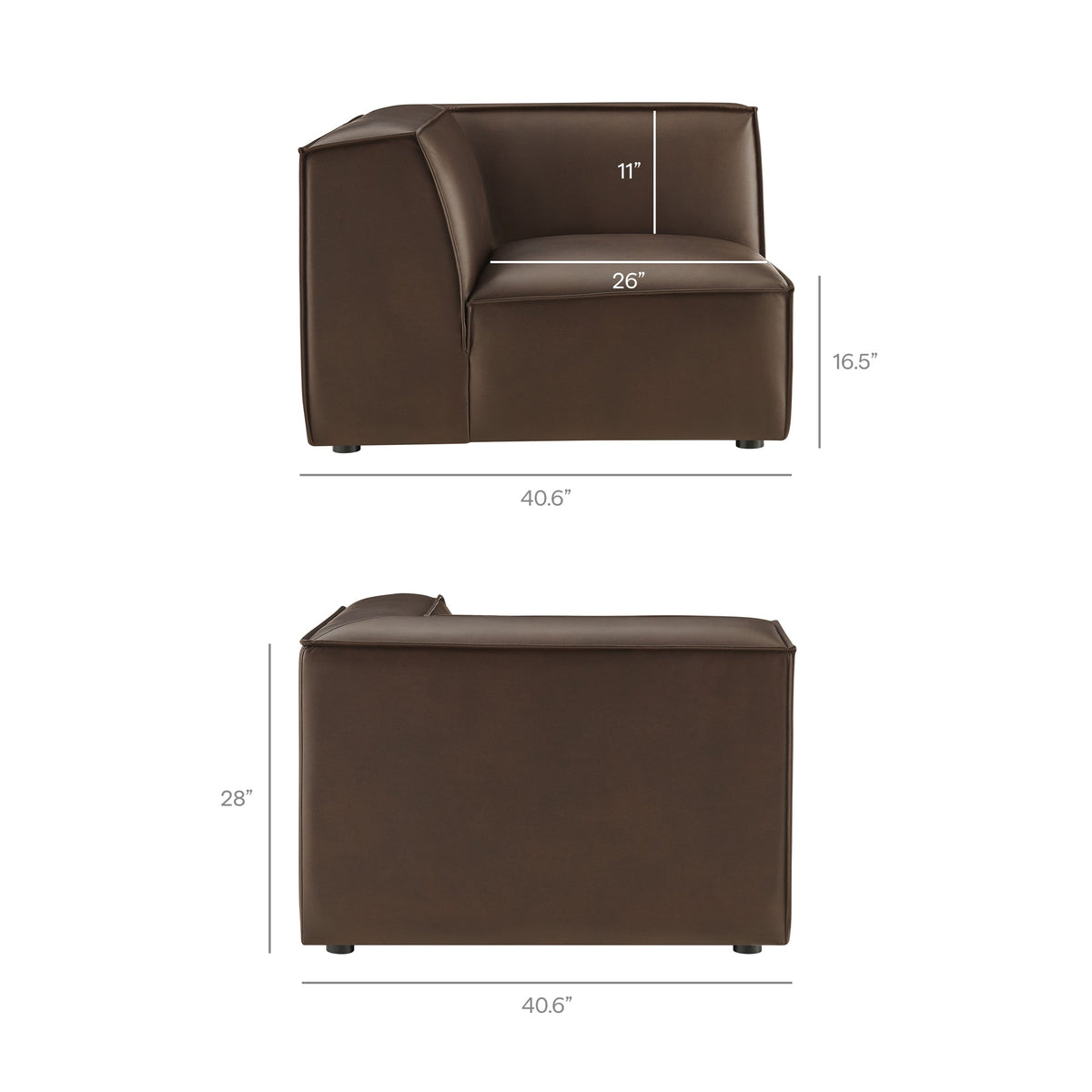 Restore 4-Piece Vegan Leather Modular L-Shaped Sofa by Modway - Espresso / Toast (EEI-7430)