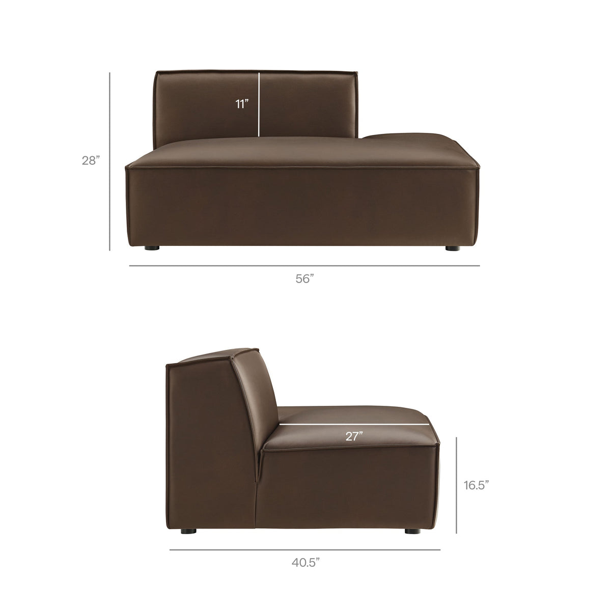 Restore 4-Piece Vegan Leather Modular L-Shaped Sofa by Modway - Espresso / Toast (EEI-7430)