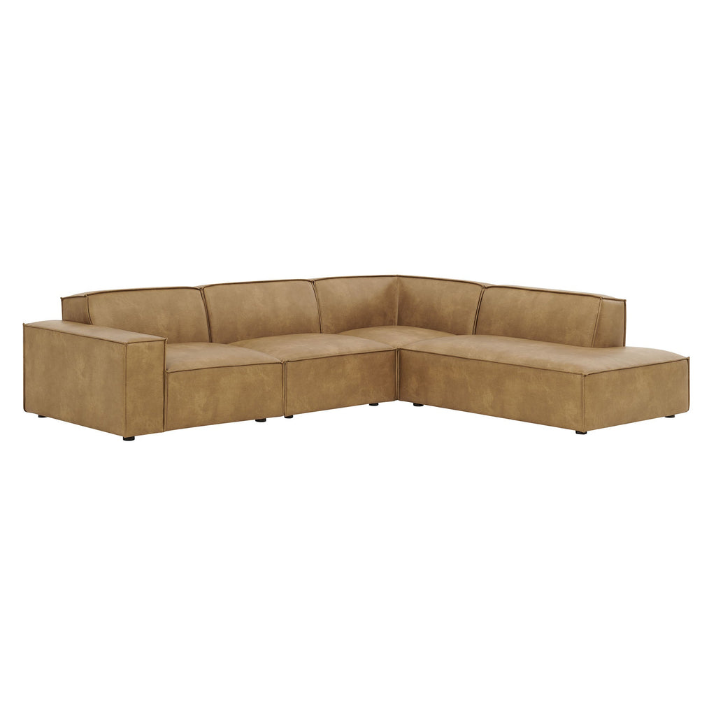 Restore 4-Piece Vegan Leather Modular L-Shaped Sofa by Modway - Espresso / Toast (EEI-7430)