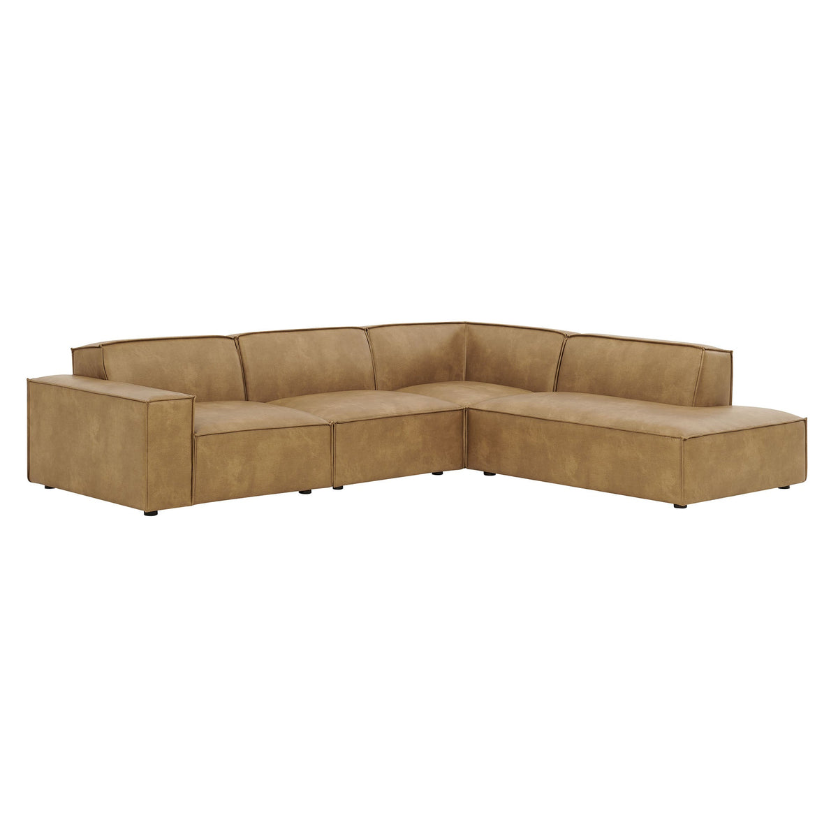 Restore 4-Piece Vegan Leather Modular L-Shaped Sofa by Modway - Espresso / Toast (EEI-7430)
