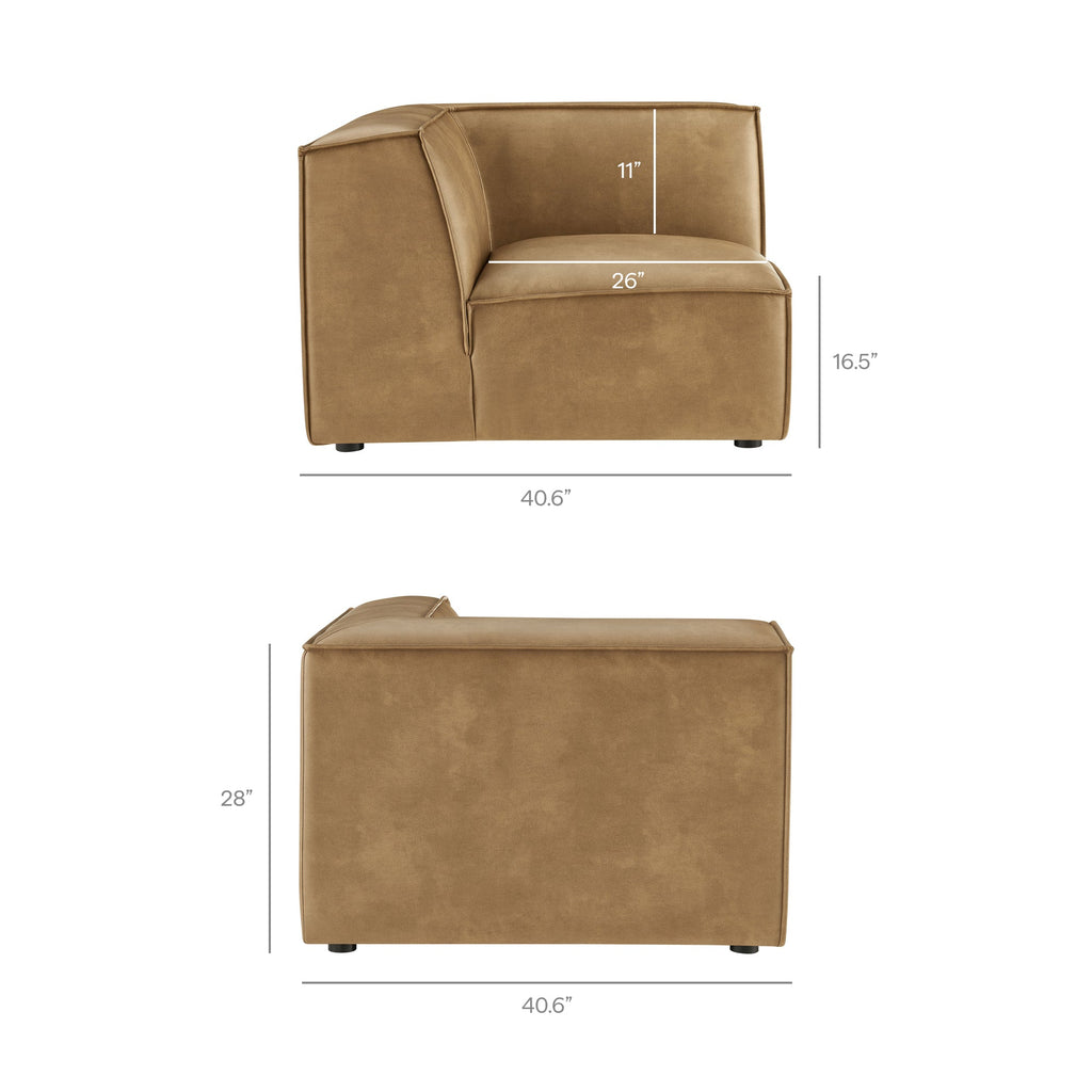 Restore 4-Piece Vegan Leather Modular L-Shaped Sofa by Modway - Espresso / Toast (EEI-7430)