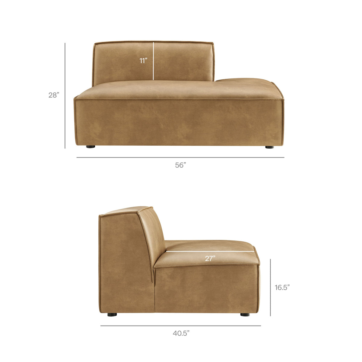 Restore 4-Piece Vegan Leather Modular L-Shaped Sofa by Modway - Espresso / Toast (EEI-7430)