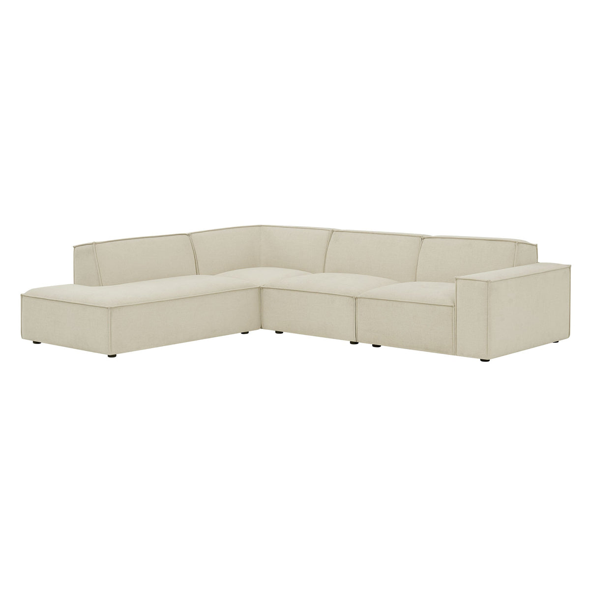 Restore 4-Piece Performance Fabric Upholstered Modular L-Shaped Sofa by Modway - Ecru / Foliage / Mocha / Pewter / Sky (EEI-7431)