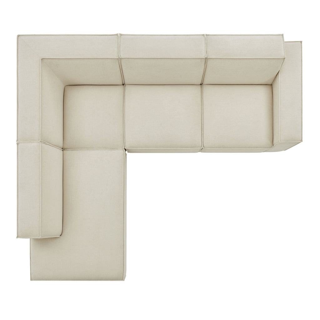 Restore 4-Piece Performance Fabric Upholstered Modular L-Shaped Sofa by Modway - Ecru / Foliage / Mocha / Pewter / Sky (EEI-7431)