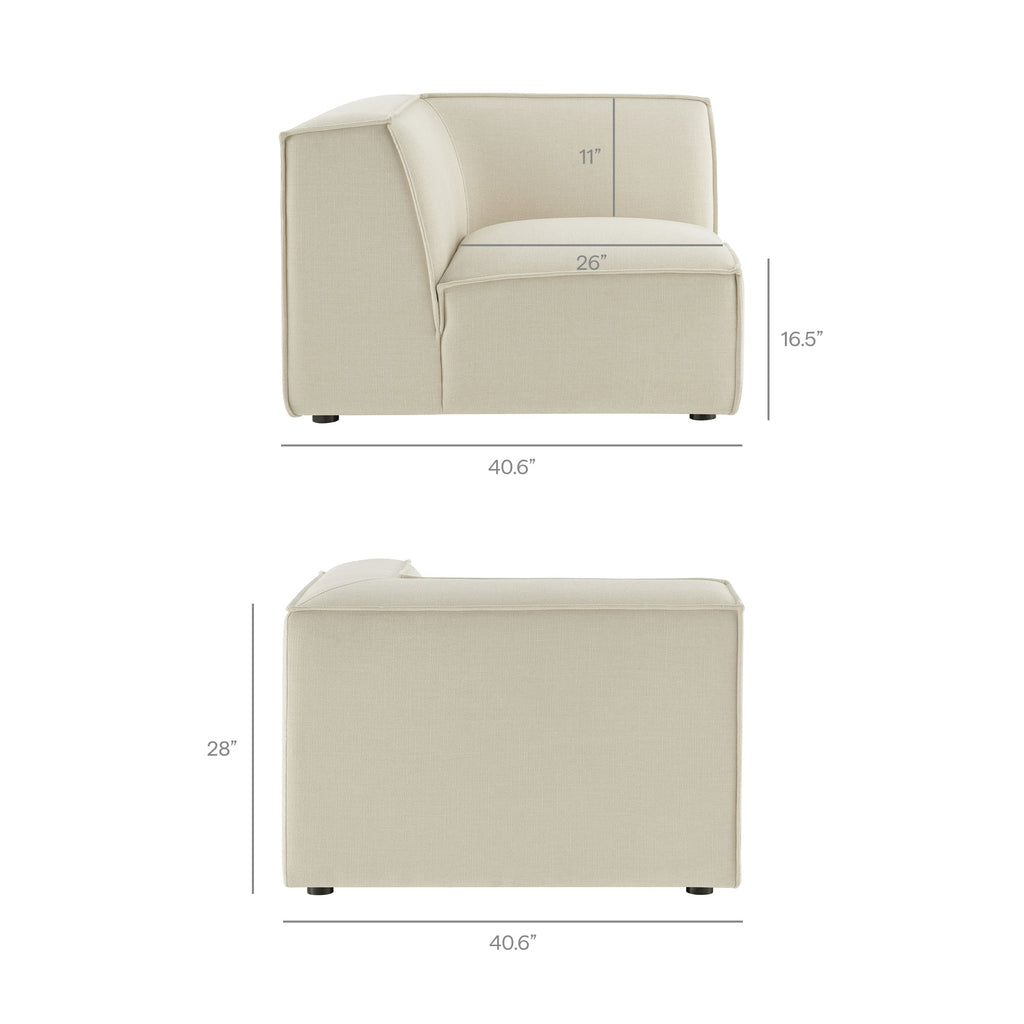 Restore 4-Piece Performance Fabric Upholstered Modular L-Shaped Sofa by Modway - Ecru / Foliage / Mocha / Pewter / Sky (EEI-7431)