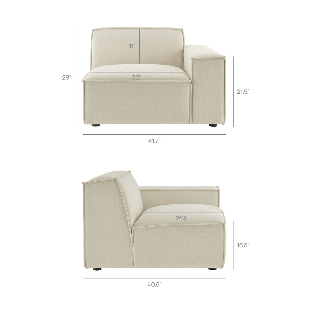 Restore 4-Piece Performance Fabric Upholstered Modular L-Shaped Sofa by Modway - Ecru / Foliage / Mocha / Pewter / Sky (EEI-7431)