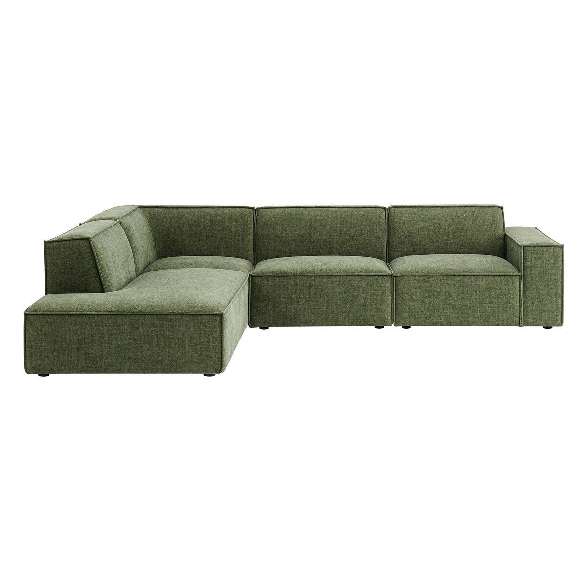 Restore 4-Piece Performance Fabric Upholstered Modular L-Shaped Sofa by Modway - Ecru / Foliage / Mocha / Pewter / Sky (EEI-7431)