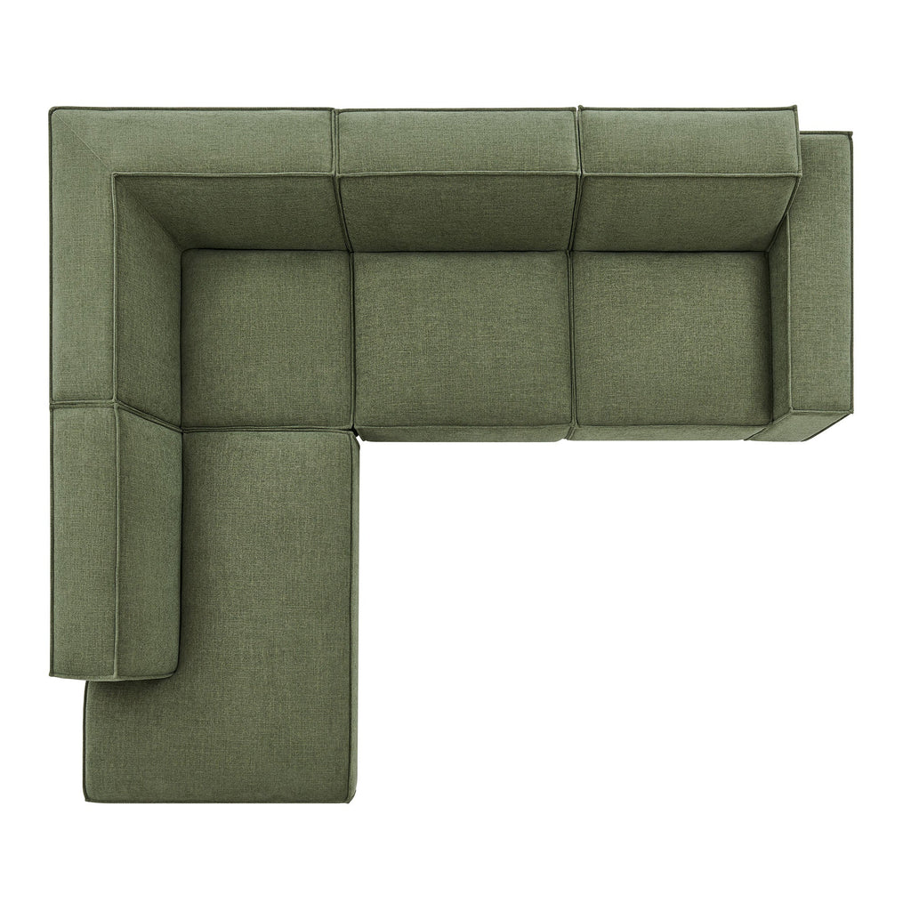 Restore 4-Piece Performance Fabric Upholstered Modular L-Shaped Sofa by Modway - Ecru / Foliage / Mocha / Pewter / Sky (EEI-7431)