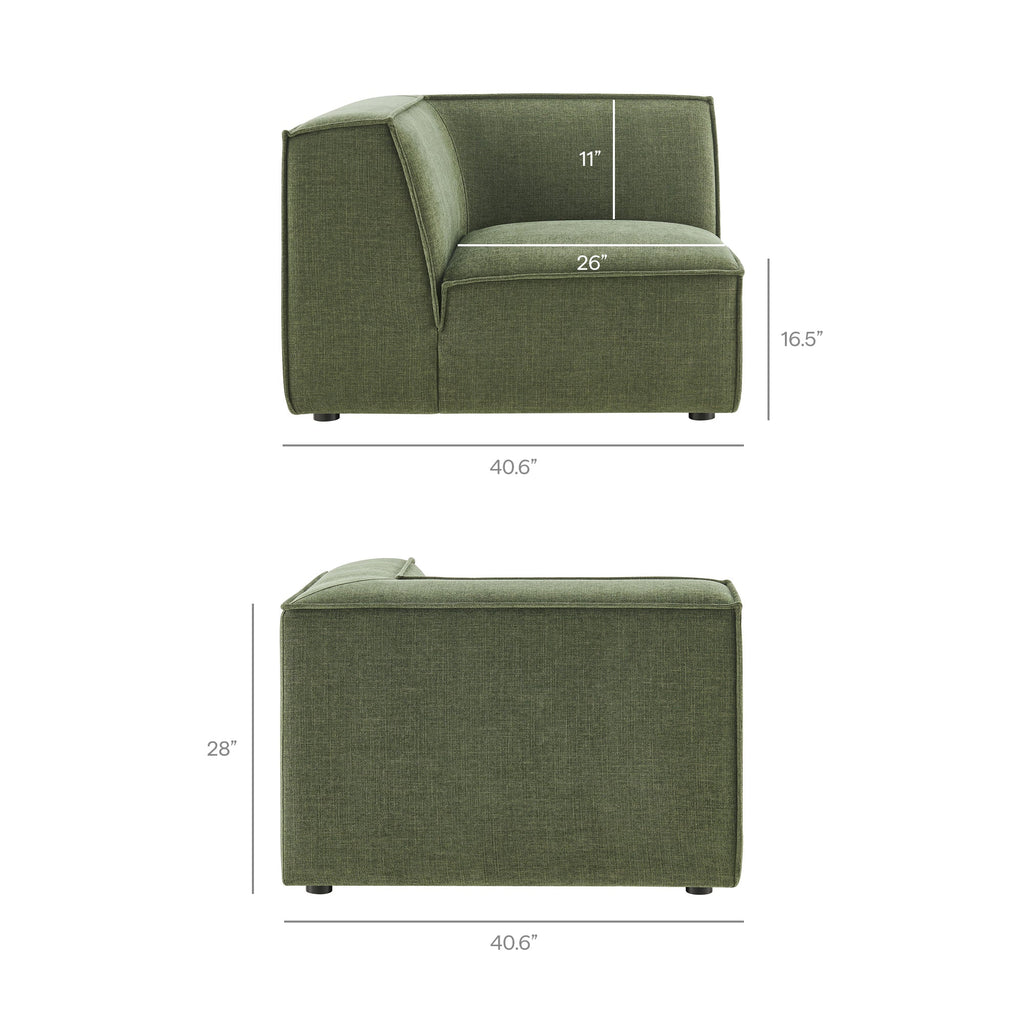 Restore 4-Piece Performance Fabric Upholstered Modular L-Shaped Sofa by Modway - Ecru / Foliage / Mocha / Pewter / Sky (EEI-7431)