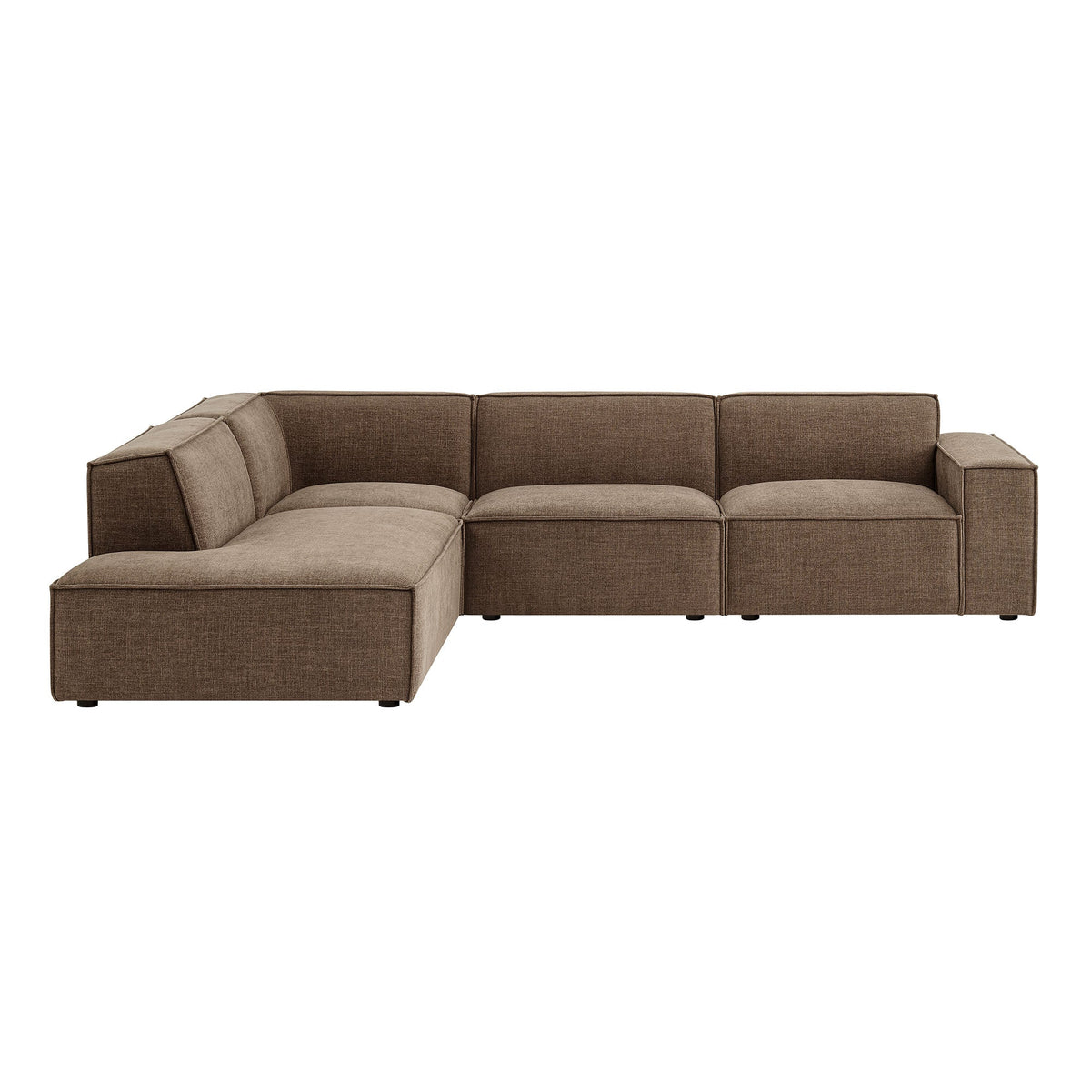 Restore 4-Piece Performance Fabric Upholstered Modular L-Shaped Sofa by Modway - Ecru / Foliage / Mocha / Pewter / Sky (EEI-7431)