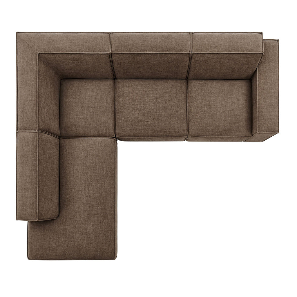 Restore 4-Piece Performance Fabric Upholstered Modular L-Shaped Sofa by Modway - Ecru / Foliage / Mocha / Pewter / Sky (EEI-7431)