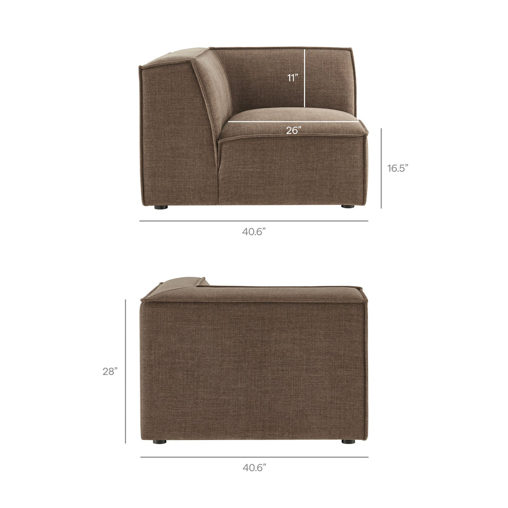 Restore 4-Piece Performance Fabric Upholstered Modular L-Shaped Sofa by Modway - Ecru / Foliage / Mocha / Pewter / Sky (EEI-7431)