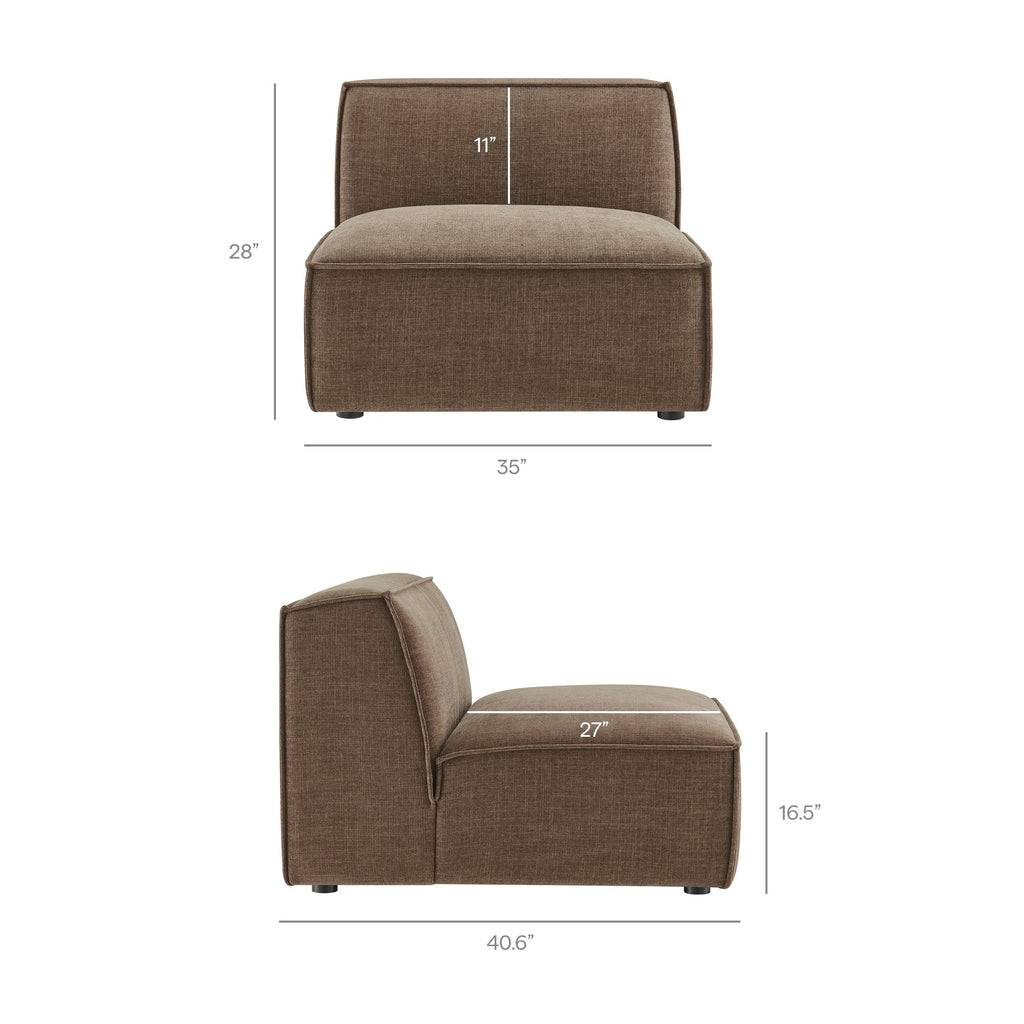 Restore 4-Piece Performance Fabric Upholstered Modular L-Shaped Sofa by Modway - Ecru / Foliage / Mocha / Pewter / Sky (EEI-7431)