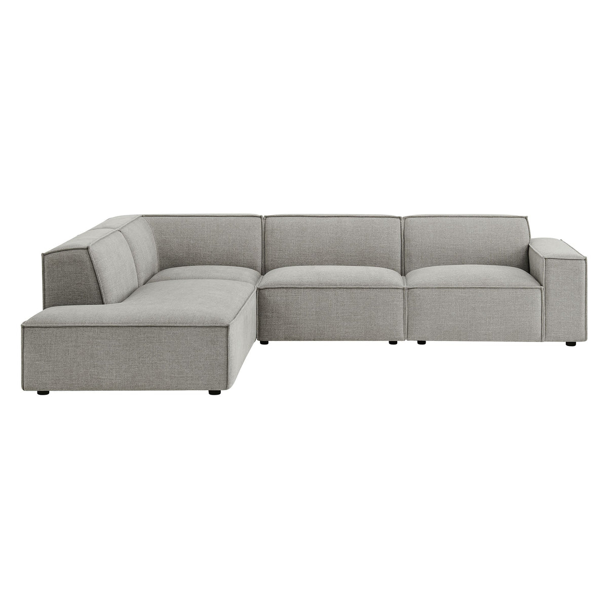 Restore 4-Piece Performance Fabric Upholstered Modular L-Shaped Sofa by Modway - Ecru / Foliage / Mocha / Pewter / Sky (EEI-7431)