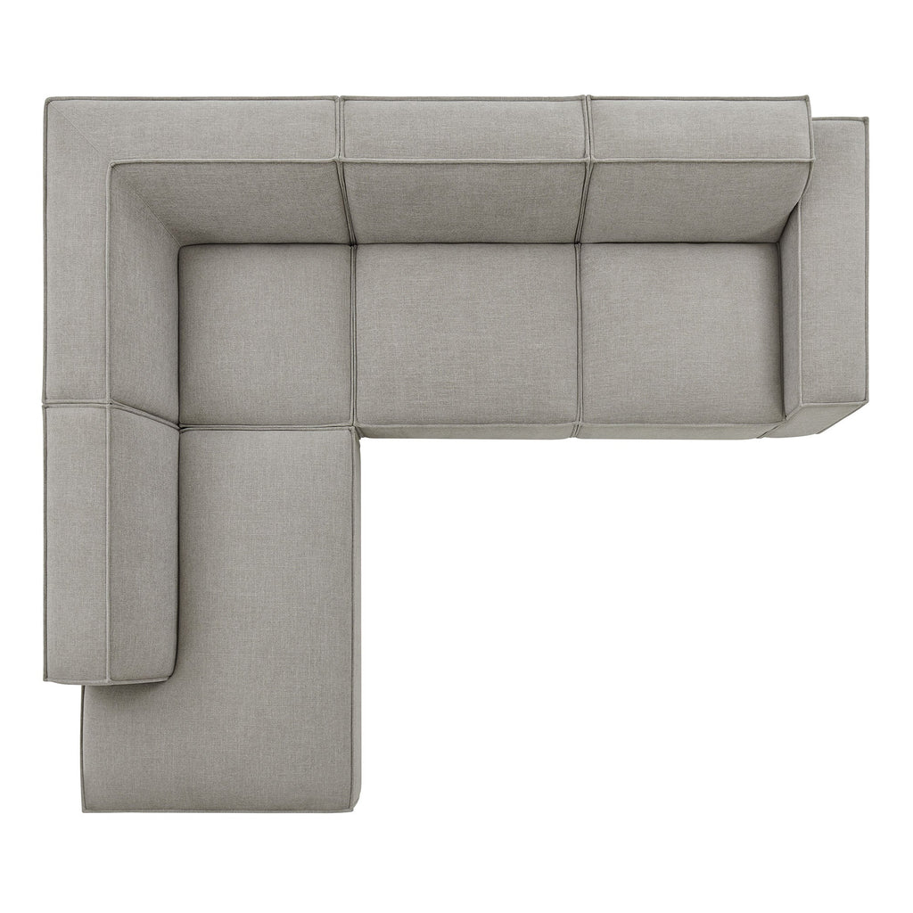 Restore 4-Piece Performance Fabric Upholstered Modular L-Shaped Sofa by Modway - Ecru / Foliage / Mocha / Pewter / Sky (EEI-7431)
