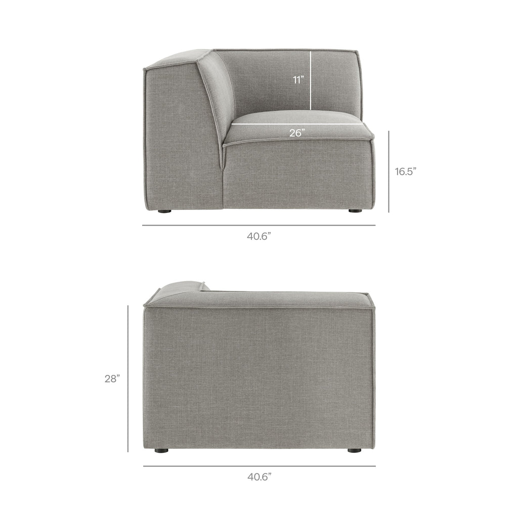 Restore 4-Piece Performance Fabric Upholstered Modular L-Shaped Sofa by Modway - Ecru / Foliage / Mocha / Pewter / Sky (EEI-7431)
