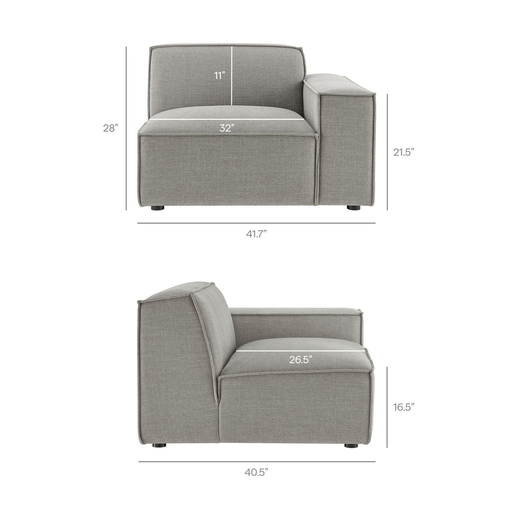 Restore 4-Piece Performance Fabric Upholstered Modular L-Shaped Sofa by Modway - Ecru / Foliage / Mocha / Pewter / Sky (EEI-7431)