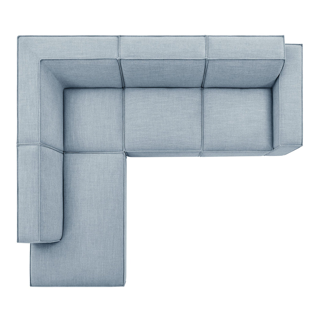 Restore 4-Piece Performance Fabric Upholstered Modular L-Shaped Sofa by Modway - Ecru / Foliage / Mocha / Pewter / Sky (EEI-7431)