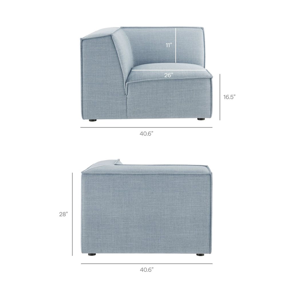Restore 4-Piece Performance Fabric Upholstered Modular L-Shaped Sofa by Modway - Ecru / Foliage / Mocha / Pewter / Sky (EEI-7431)