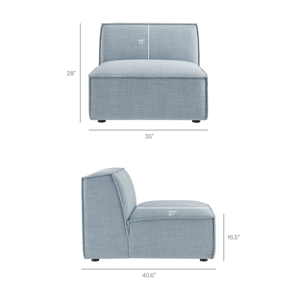 Restore 4-Piece Performance Fabric Upholstered Modular L-Shaped Sofa by Modway - Ecru / Foliage / Mocha / Pewter / Sky (EEI-7431)