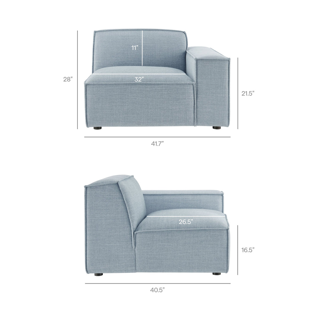 Restore 4-Piece Performance Fabric Upholstered Modular L-Shaped Sofa by Modway - Ecru / Foliage / Mocha / Pewter / Sky (EEI-7431)