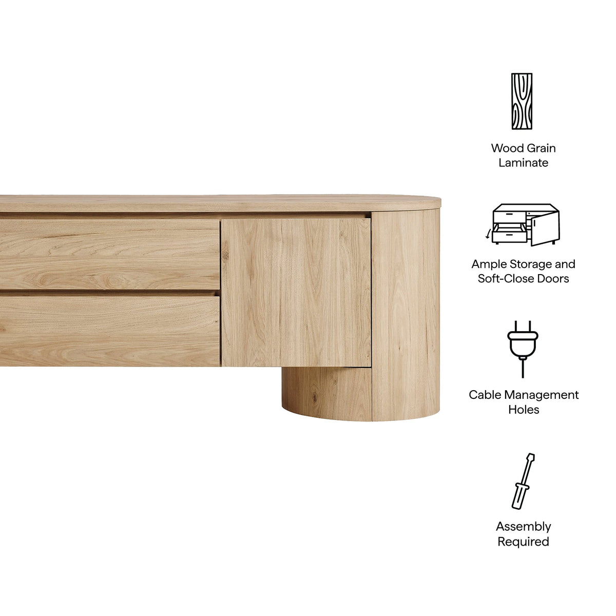 Duval 71 Inch Oval TV Cabinet by Modway