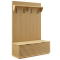 Render Fluted 3-in-1 Hall Tree With Storage Bench and Coat Rack by Modway