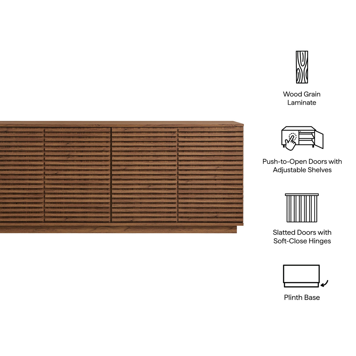 Render 4-Door Fluted Sideboard Cabinet TV Stand by Modway