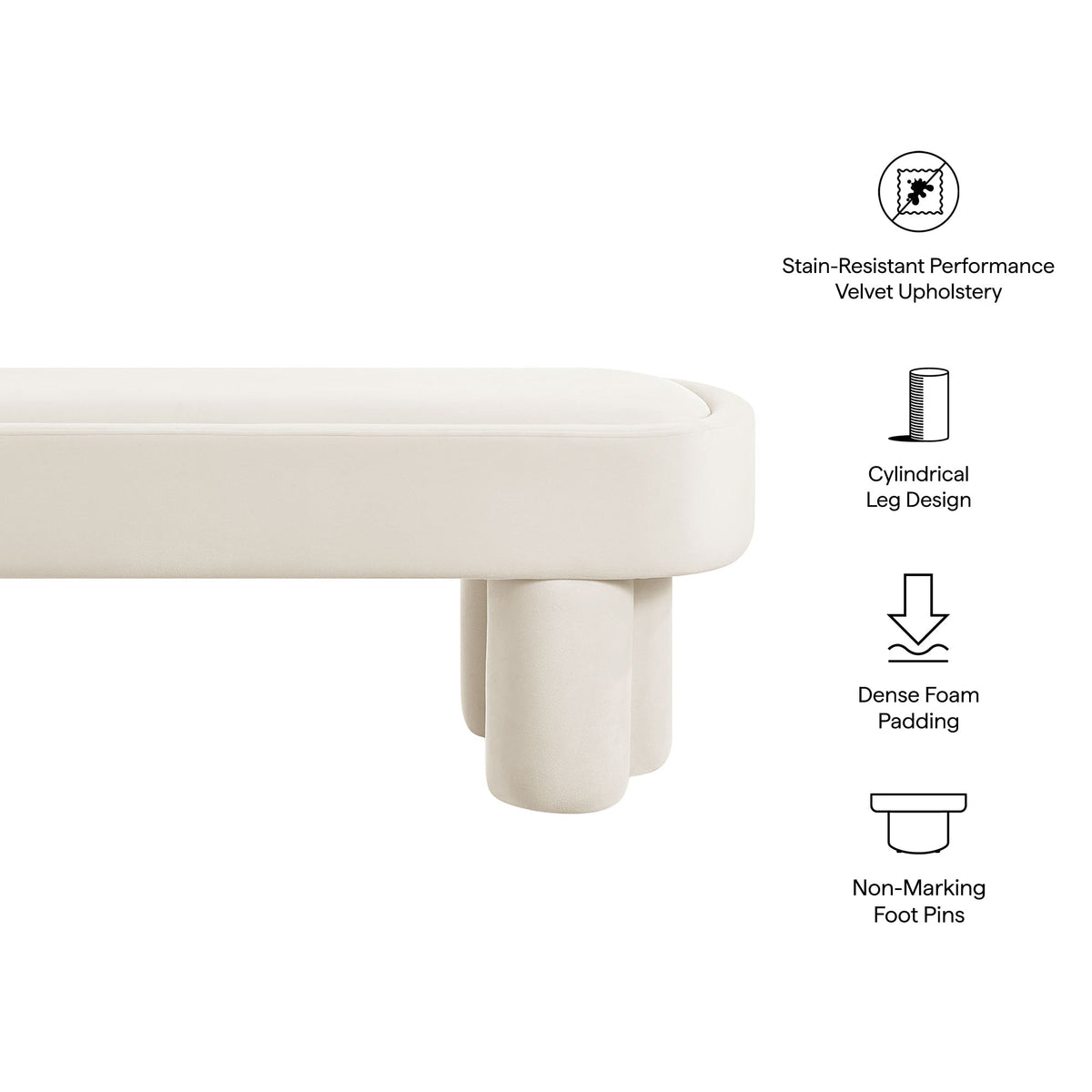 Mossi Oval Performance Velvet Accent Bench by Modway