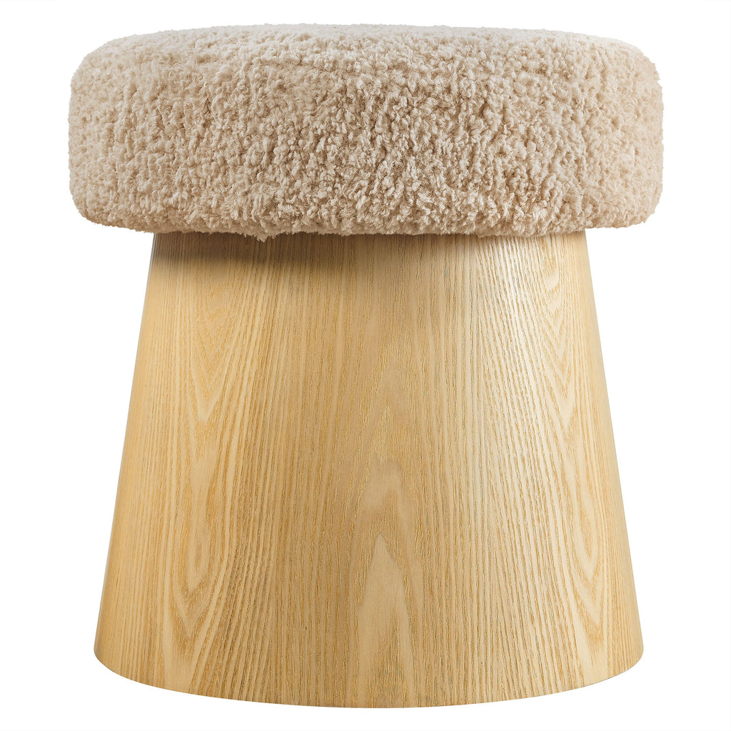 Ketra Round Faux Shearling Ottoman Footstool by Modway