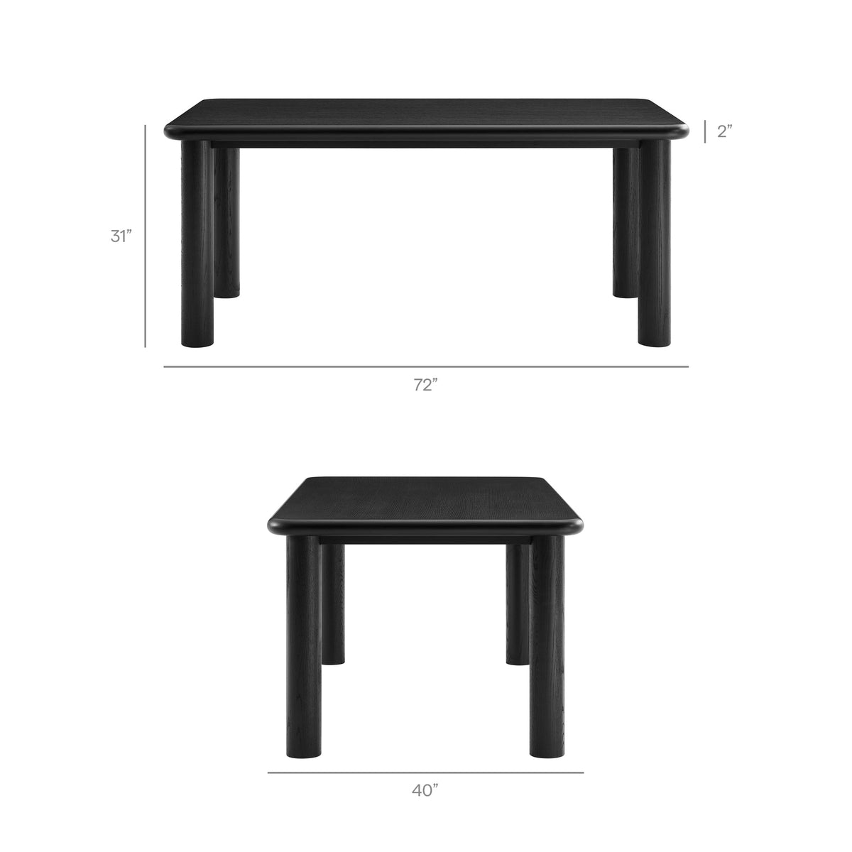 Alvia 5-Piece Oak Wood Dining Table and Chairs Set by Modway