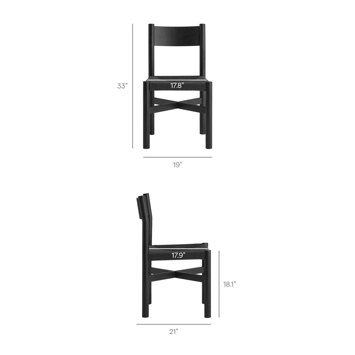 Alvia 5-Piece Oak Wood Dining Table and Chairs Set by Modway