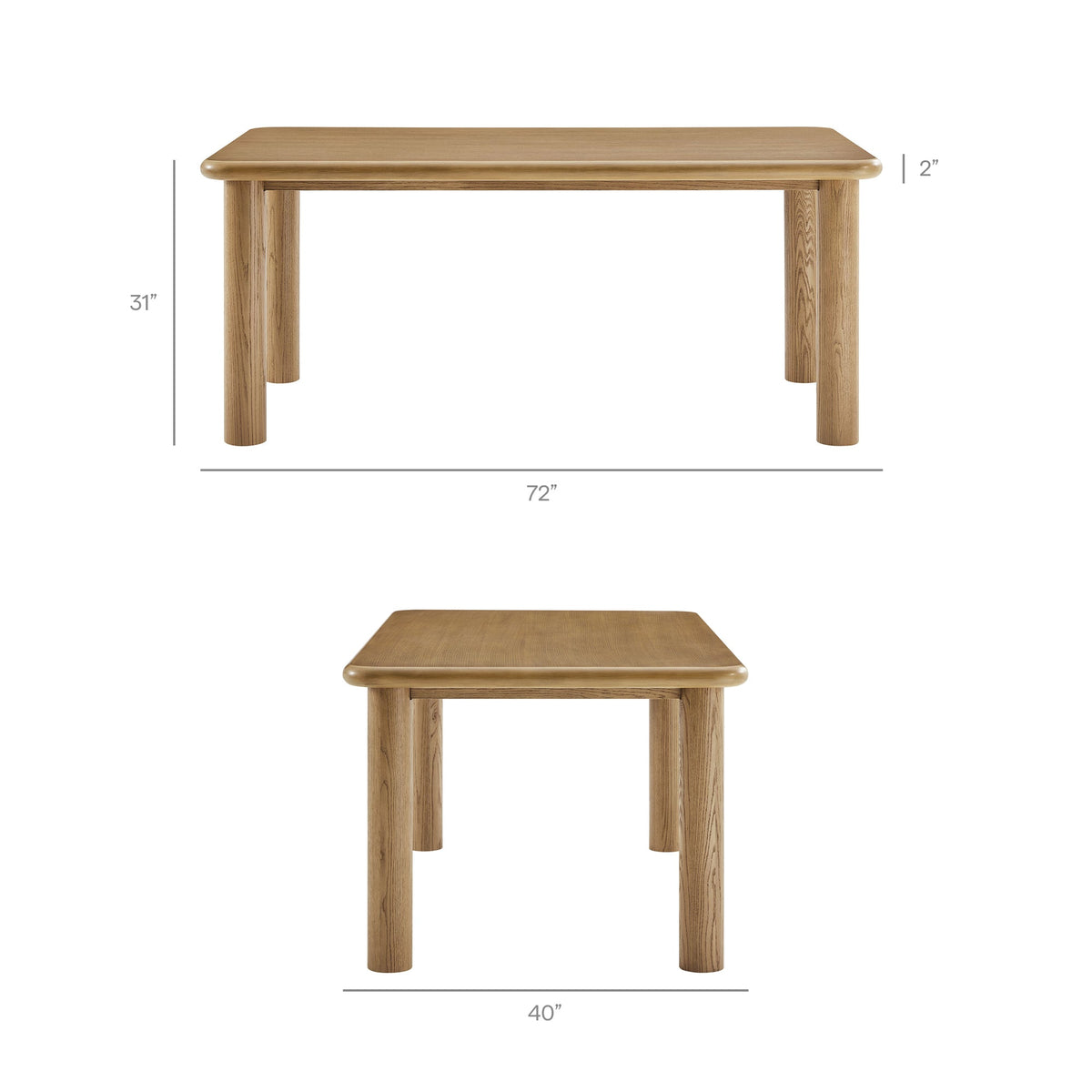 Alvia 5-Piece Oak Wood Dining Table and Chairs Set by Modway