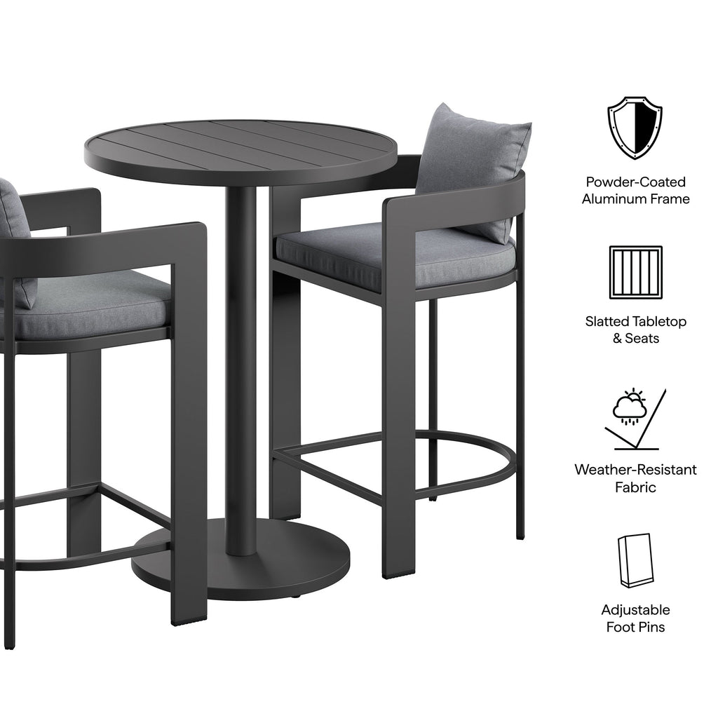Tahoe 3-Piece Outdoor Patio Aluminum Bar Set by Modway