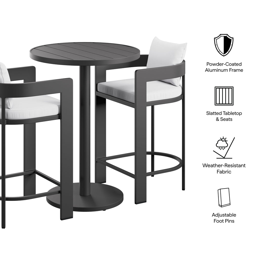 Tahoe 3-Piece Outdoor Patio Aluminum Bar Set by Modway