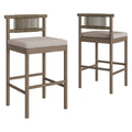 Eleni Outdoor Patio Teak Wood Bar Stools Set of 2 by Modway