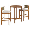 Eleni 3-Piece Outdoor Patio Teak Wood Bar Set by Modway