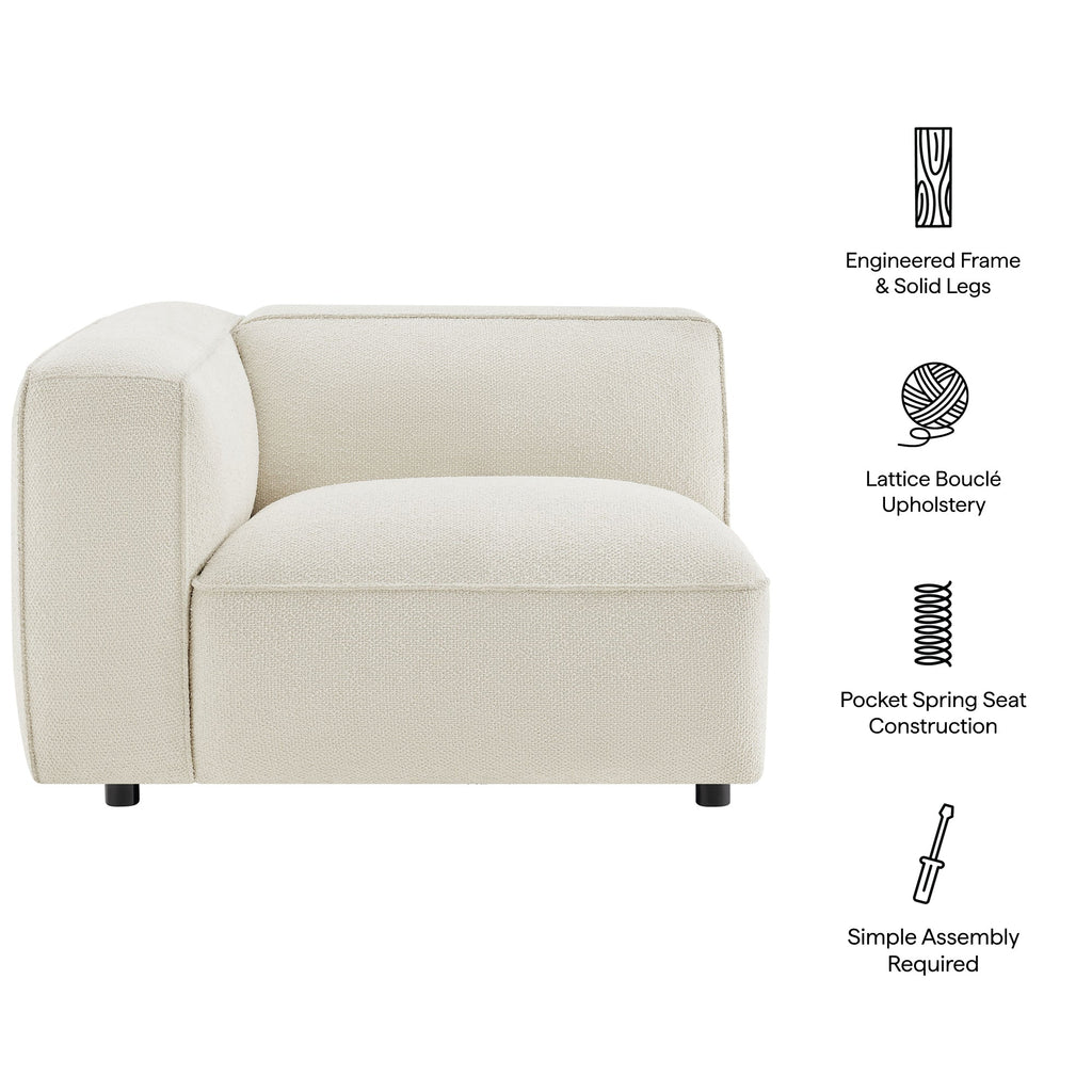 Auren Lattice Bouclé Upholstered Modular Left-Facing Arm Chair by Modway