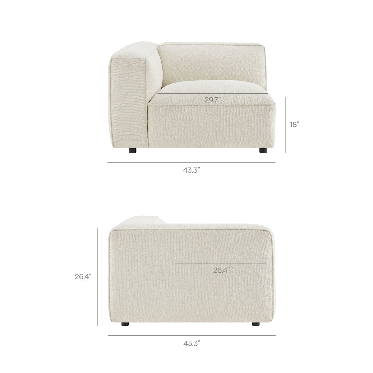 Auren Lattice Bouclé Upholstered Modular Left-Facing Arm Chair by Modway