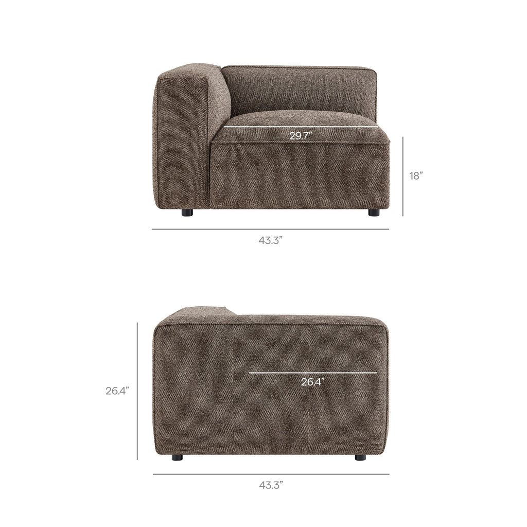 Auren Lattice Bouclé Upholstered Modular Left-Facing Arm Chair by Modway