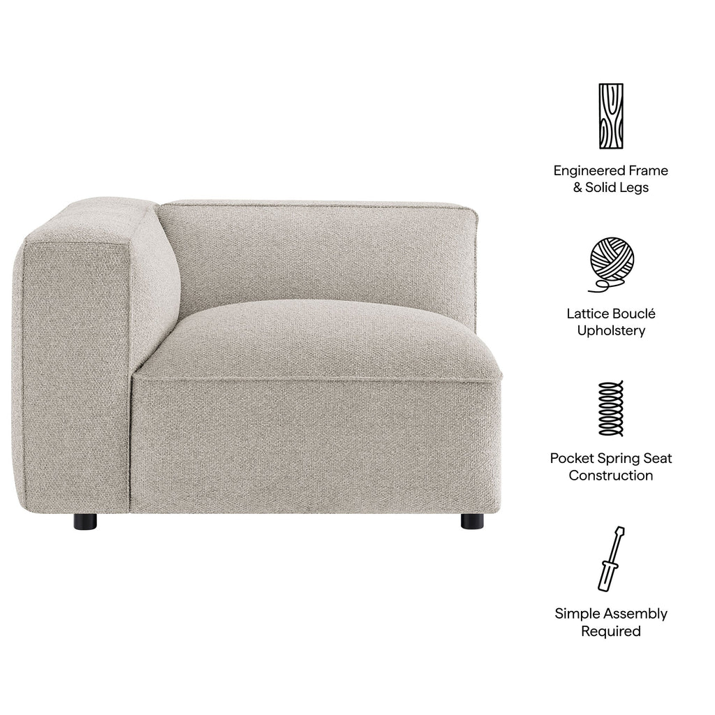 Auren Lattice Bouclé Upholstered Modular Left-Facing Arm Chair by Modway