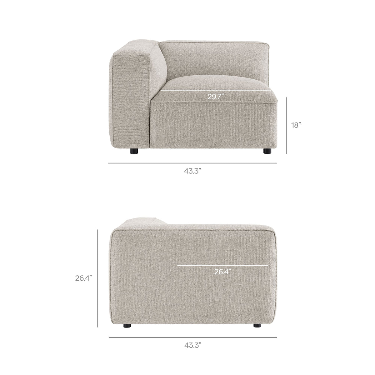 Auren Lattice Bouclé Upholstered Modular Left-Facing Arm Chair by Modway