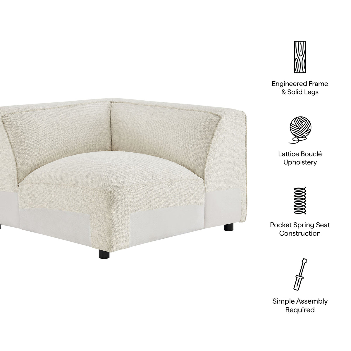 Auren Lattice Bouclé Upholstered Modular Corner Chair by Modway