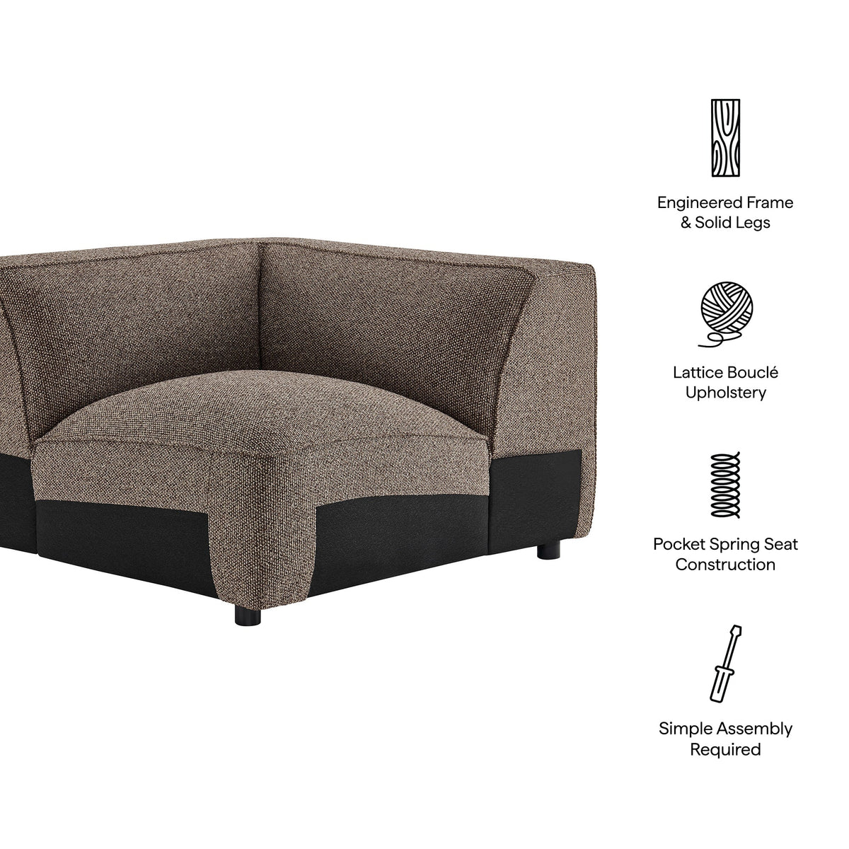 Auren Lattice Bouclé Upholstered Modular Corner Chair by Modway