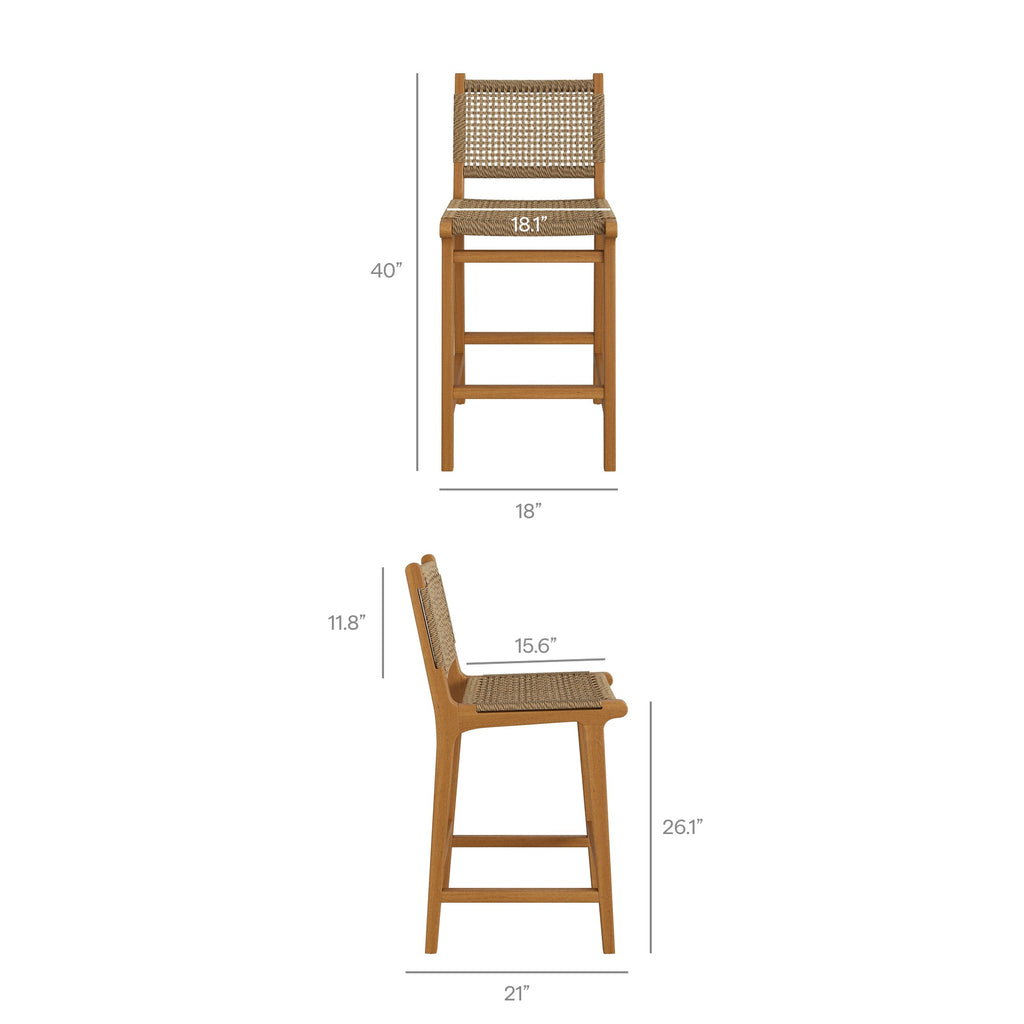 Rowe Outdoor Patio Teak Wood Counter Chairs Set of 2 by Modway